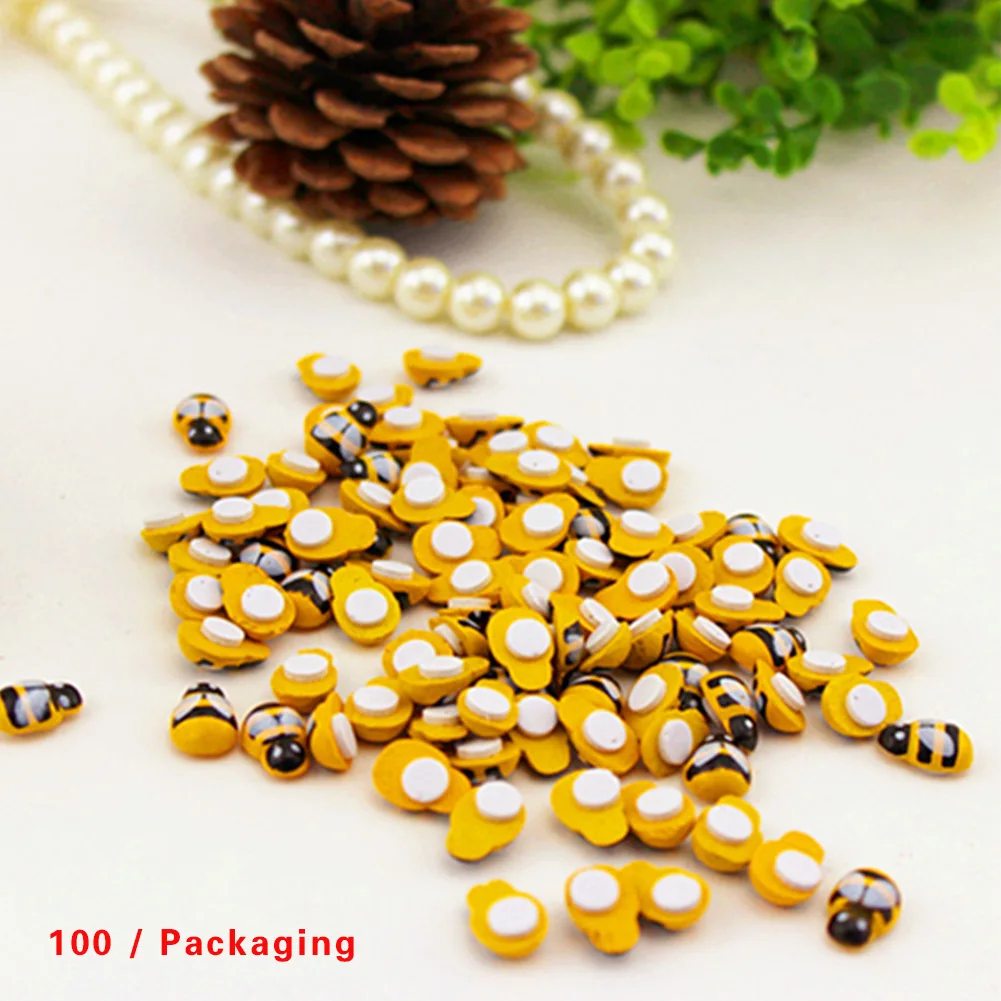 100 шт ремесло декоративные Скрапбукинг милые наклейки гладкие настенные холодильники мини пчела 3D DIY коллекции деревянные яркие цвета