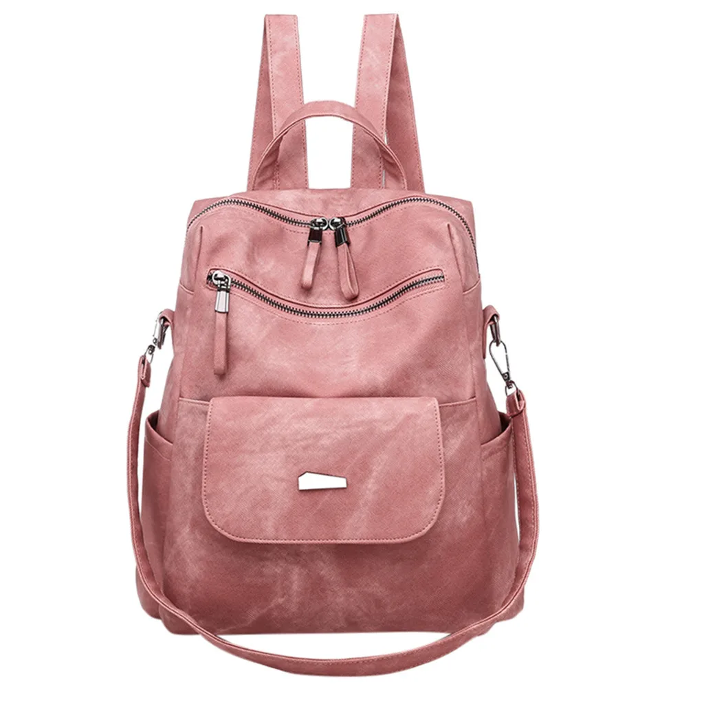 

Women Backpack School Bags for Teenage Girls Fashion Women's Outdoor Simple Leathe Zipper Contrast Color Backpack Travel Bag #10