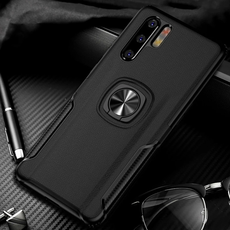 Shockproof Armor Case For Huawei P30 Pro Lite Phone Metal Ring Holder Stand Magnetic Bracket Hard Back Cover Huawei P30 Pro Case