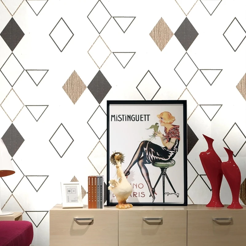 

behang Modern Rhombus Gird Wallpapers for Coffee Shop Walls Abstract Geometric Wall Papers Decor Mural contact paper