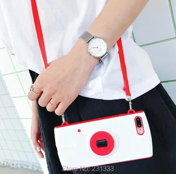 

C-ku Shockproof 3D Camera Soft TPU PC Hard Case For Iphone X XS 8 7 PLUS I7 6 6S 2 IN 1 Lanyard Hybrid Skin Luxury 100pcs