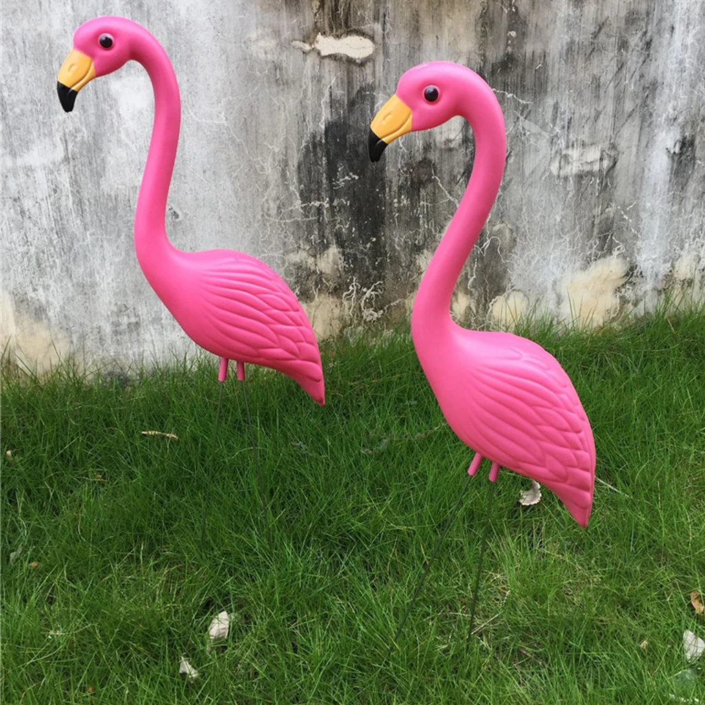 4 Piece Set Lovely Plastic Flamingo Lawn Garden Party Grassland Ornament Art Decor