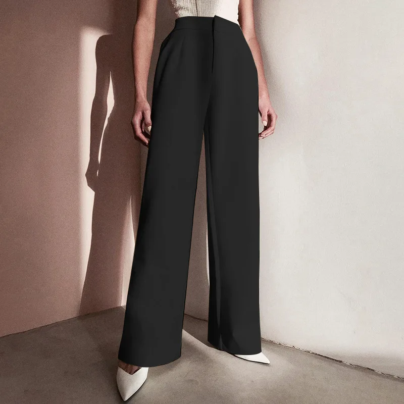 Elegant Lady Wide Leg Pants Light Cooked Breeze Solid Color High Waist Casual Trousers Micro Flare Pants Women Cargo Pants Elegant Lady Wide Leg Pants Light Cooked Breeze Solid Color High Waist Casual Trousers Micro Flare Pants Women Cargo Pants