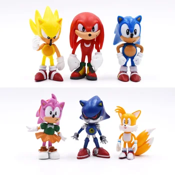 

HOT 6Pcs/Set 7cm Sonic Figures Toy Pvc Toy Sonic Shadow Tails Characters Figure Toys For Children Animals Toys Set Free Shipping