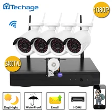 Techage 4CH 1080 P Беспроводной Системы ВИДЕОНАБЛЮДЕНИЯ P2P NVR ONVIF 2.0MP WI-FI Ip-массив Камеры Водонепроницаемый Безопасности Дома Камеры Видеонаблюдения комплект