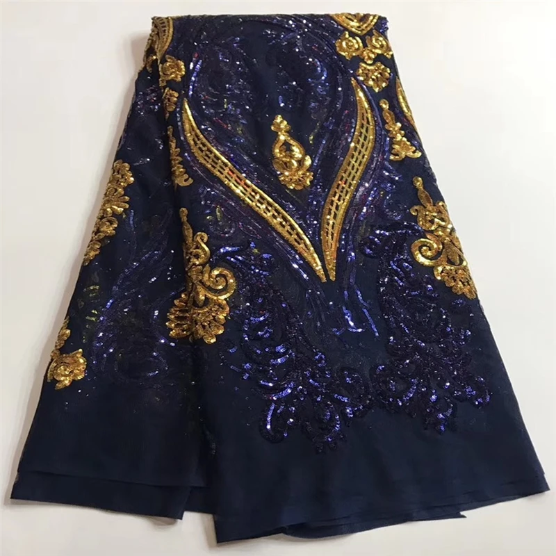 

VILLIEA Best Quality African Lace Fabric Navy Blue Swiss Voile Lace High Quality Embroidery French Mesh 2018 Nigeria Lace Fabric