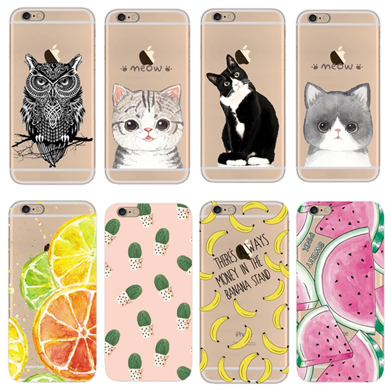 Beste THREE DIAO Telefoon Case Voor Apple iPhone X 4 4 s 5 5 s SE 6 6 s 7 8 Plus 6 s Plus Soft TPU Silicon Transparant Dunne Cover Leuke Case