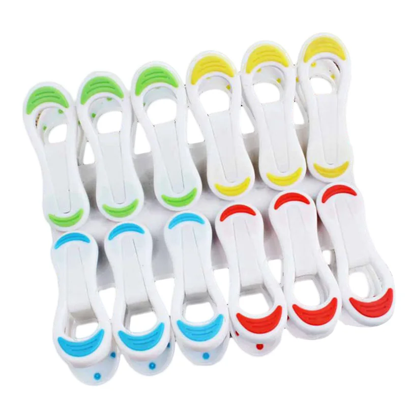 New 12Pcs/Set Laundry Clothes Pins Color Pegs Clips Heavy Duty Clothes