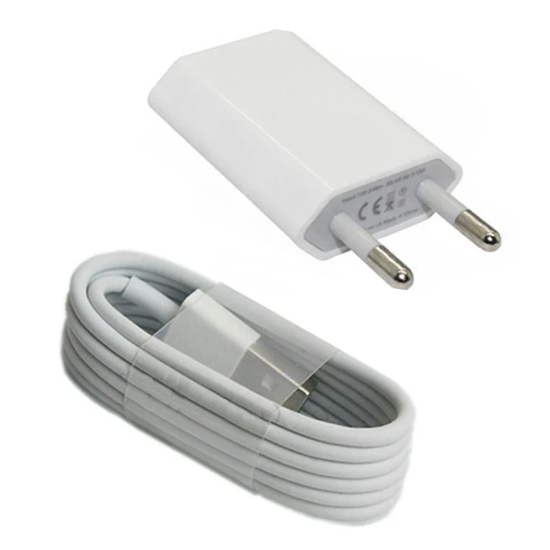 

High Quality EU US Standard Travel Home AC Wall Charger Adapter + 8pin Data Charger Cable For iPhone 7 6 6S 6 S Plus 5 5S iOS9.3