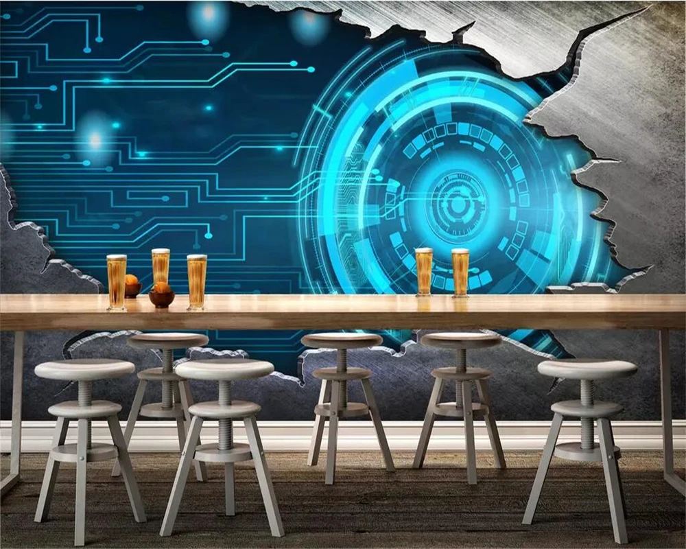 beibehang Custom wallpaper 3d photo mural personality retro metal technology starry sky image wall papers home decor murals |