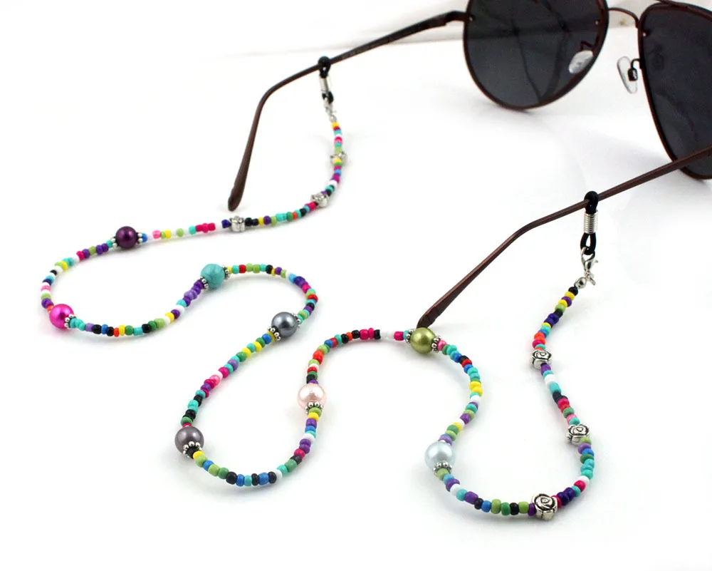 

Women Fashion Colorful Casual Beaded Eyeglass Eyewears Sunglasses Reading Glasses Chain Cord Holder neck strap Rope