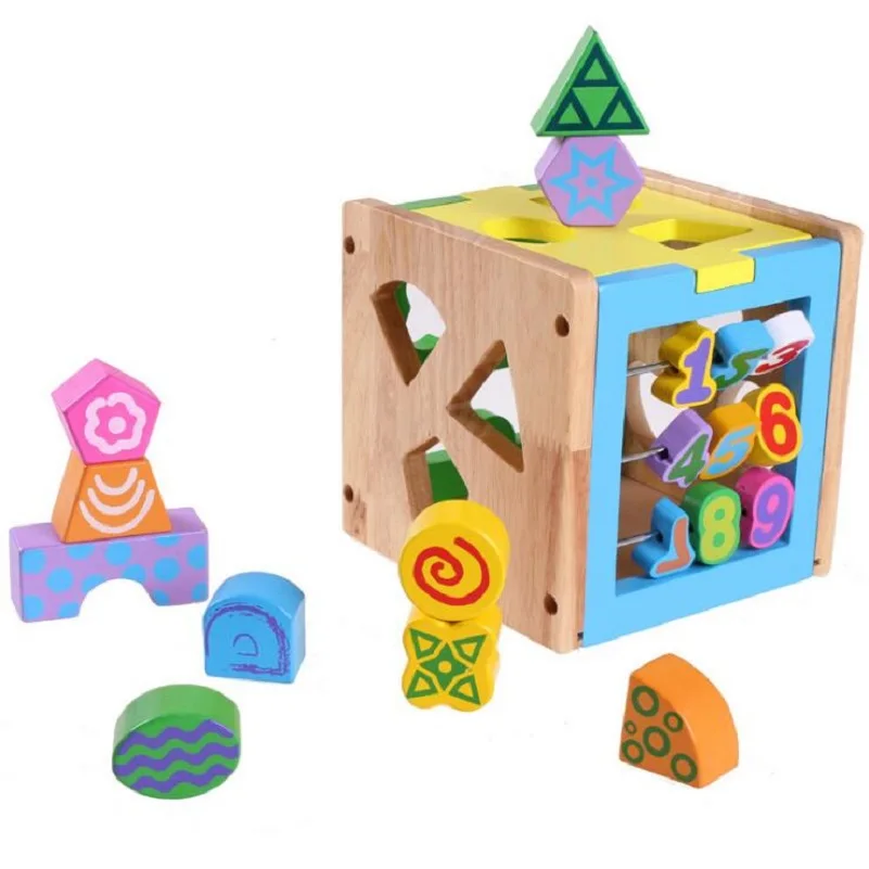 14 Holes Intelligence Box for Shape Sorter Cognitive and Matching Wooden Building Blocks Baby Children eductional Wood Toys baby-building-blocks