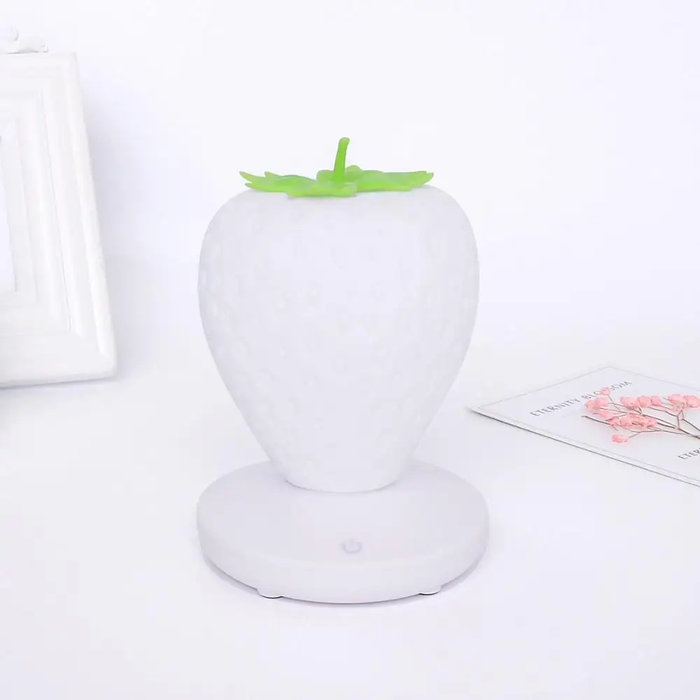 Usb 3D клубника лампы Luminaria освещения спальни лампы на батарейках ночник светодиодный 3 режима Цвет менять ночника - Испускаемый цвет: White