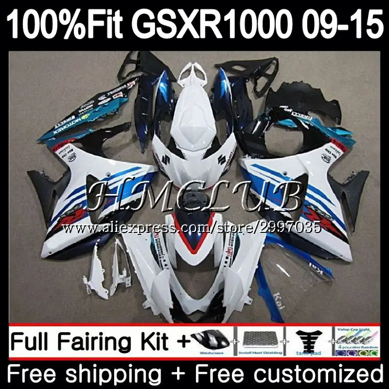 Холодных синих тонах, впрыска топлива для SUZUKI GSXR 1000 2009 2010 2011 2012 35HC. 9 GSX-R1000 K9 GSXR1000 09, 10, 11, 12, 13, 15 обтекатель - Цвет: No. 1