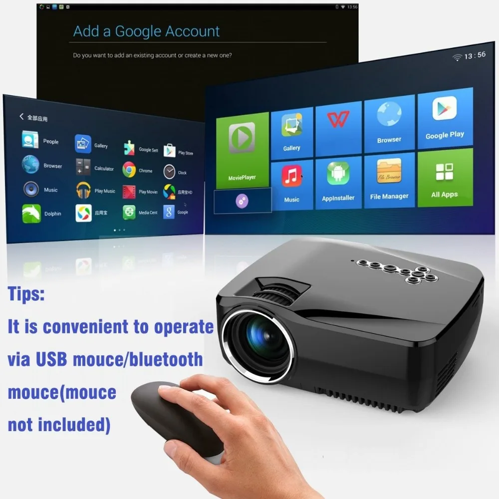 Светодиодный мини проектор Miracast Airplay AC3 Android 4 Wi Fi Bluetooth портативный для домашнего