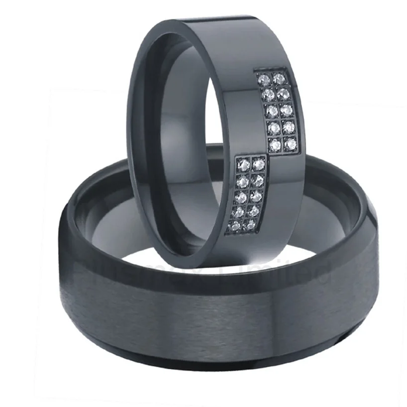 8mm luxury black womens and mens cz diamonds health titanium wedding bands engagement couples rings sets - Mens Black Diamond Wedding Rings 8mm luxury black womens and mens cz diamonds health titanium wedding bands engagement couples rings sets - Mens Black Diamond Wedding Rings
