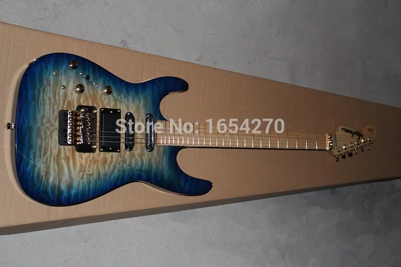 

Free shipping new wholesale Left Hand Jackson SL2H Soloist Maple neck signature Blue ripples electric guitar 151112