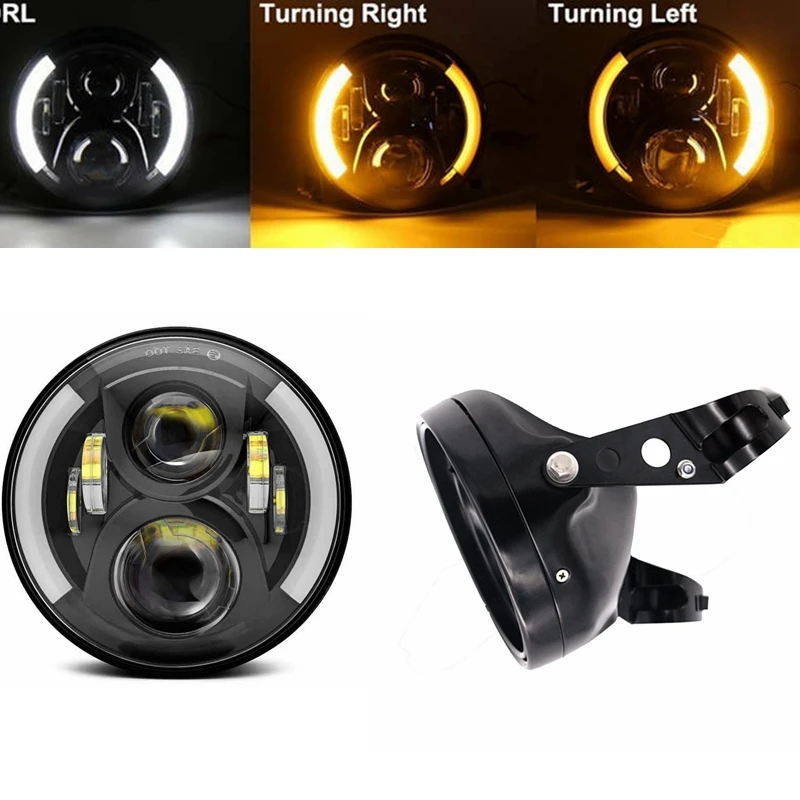 

Motorbike Accessories 7"Turn Signal DRL Angel Eye Headlamp For Harley Softail Touring Motor Projector 7 In LED Headlight Housing