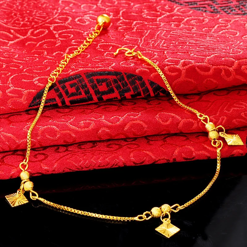 Модные горячие продажи 24 K золотой ножной браслет ювелирные изделия цепь Шарм мужчин женщин День рождения Подарочные ювелирные изделия