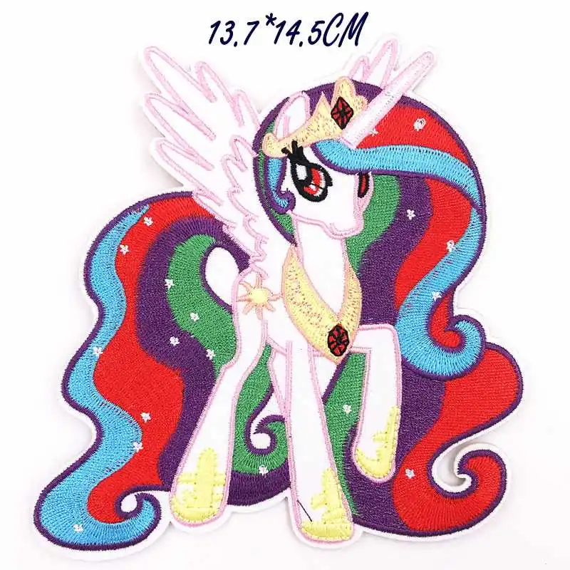 

Large size Cartoon Iron on Colorful Embroidered Unicorn Pony Horse Clothes Patch diy jeans hats shoes bags badges stickers