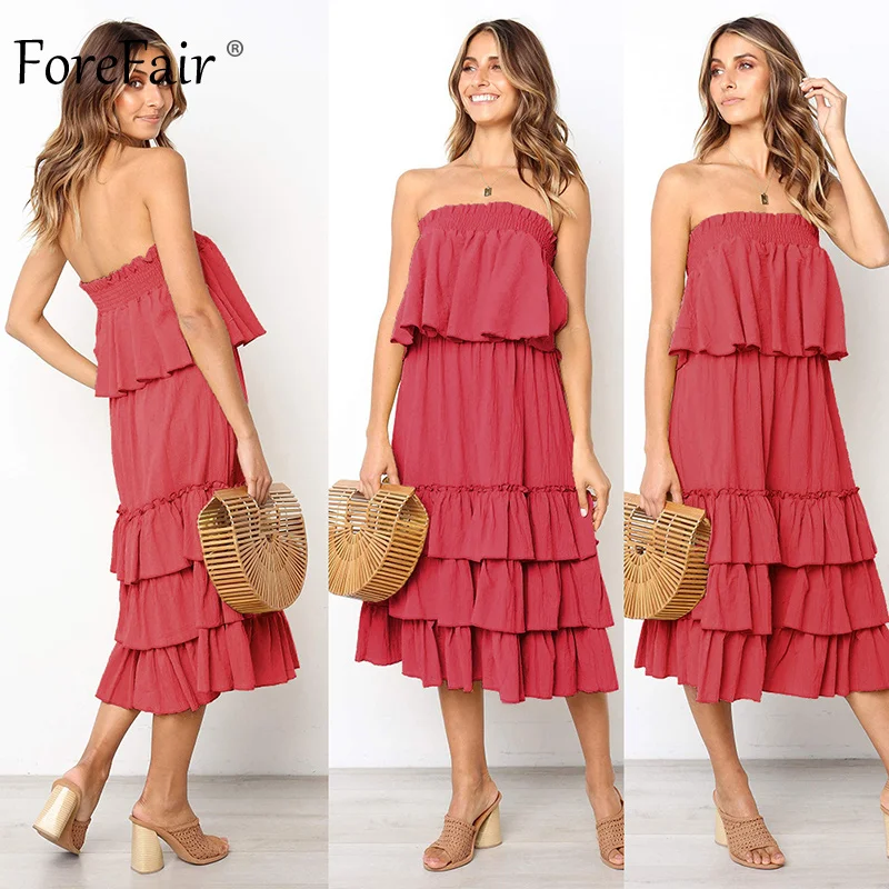 Forefair Slash Neck Summer Dress Beach Layered (13)