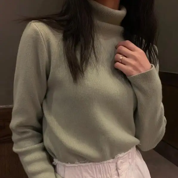 Casual Turtleneck Pullover pull femme 2019 New Fall Winter Korean Chic Basic Metallic luster Knitted Sweater Women Jumper LM94 | Женская