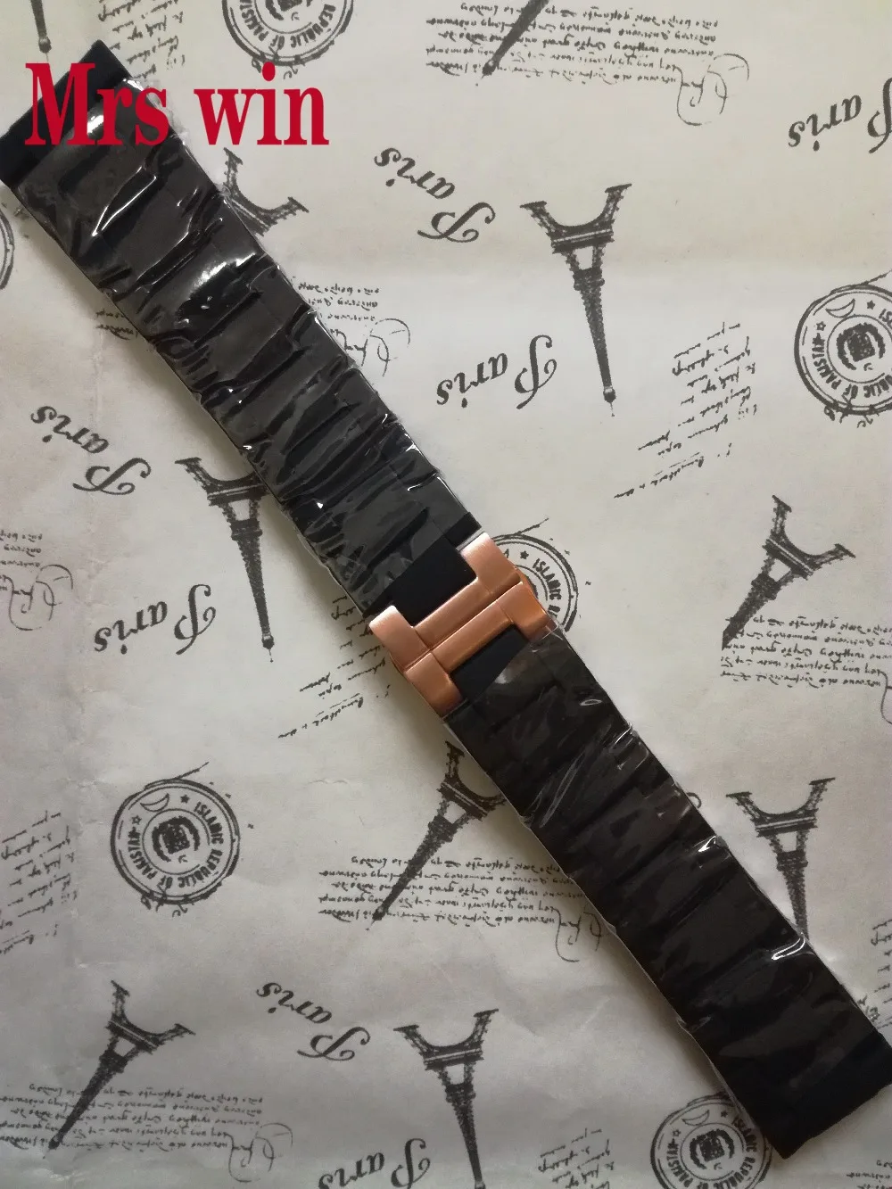 

Mrs win Watchbands Rubber silicone wrap Rose-gold Stainless Steel Watch Strap Bracelet for Watches Accessories Hot Sell