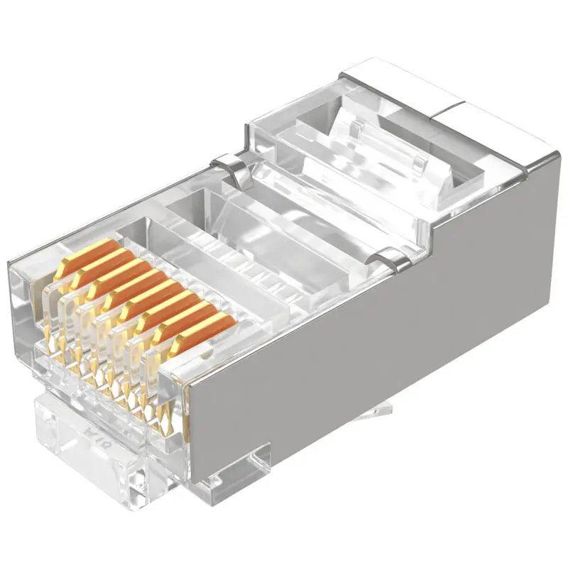 

SAMZHE RJ45 Connector Cat5e Shielded Copper Shell Network Connectors RJ45 Plug Terminals 30/50/100pcs Per Lot