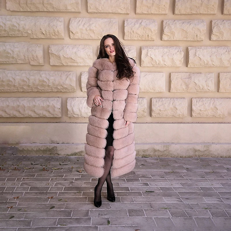 Tatyana Furclub, новинка, X-Long, Лисий мех, пальто для женщин, зима размера плюс, меховая куртка, натуральный мех, верхняя одежда, отстегивающиеся, толстые, теплые куртки