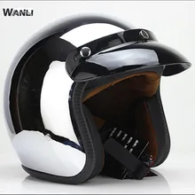 Specchio D’argento del Bicromato di Potassio Vespa Aperta del Viso Motocicletta del motociclo Del Casco Harley Retro Moto Caschi Casco Casco Capacete Motoqueiro DOT