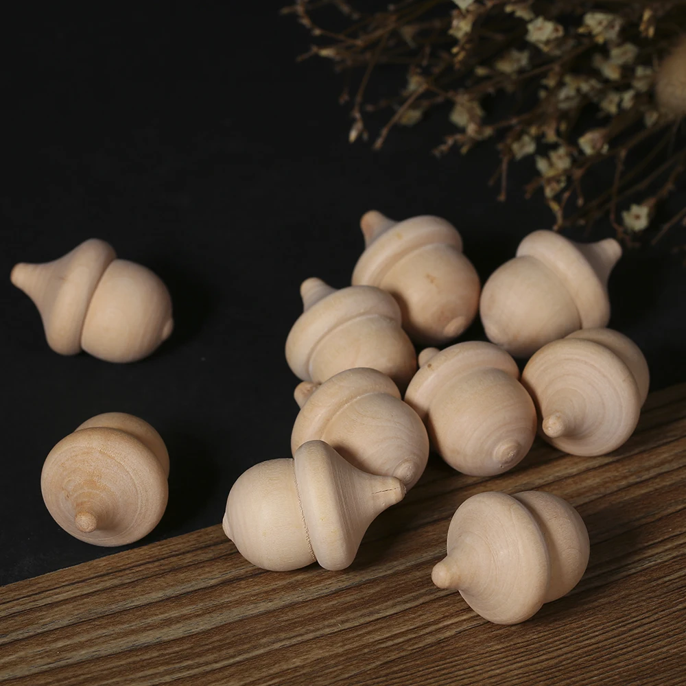 

10Pcs Acorn Shape Nature Wooden Peg Dolls Unfinished Paint Stain DIY Crafts Home Shelf Party Decor DIY Kids Toy