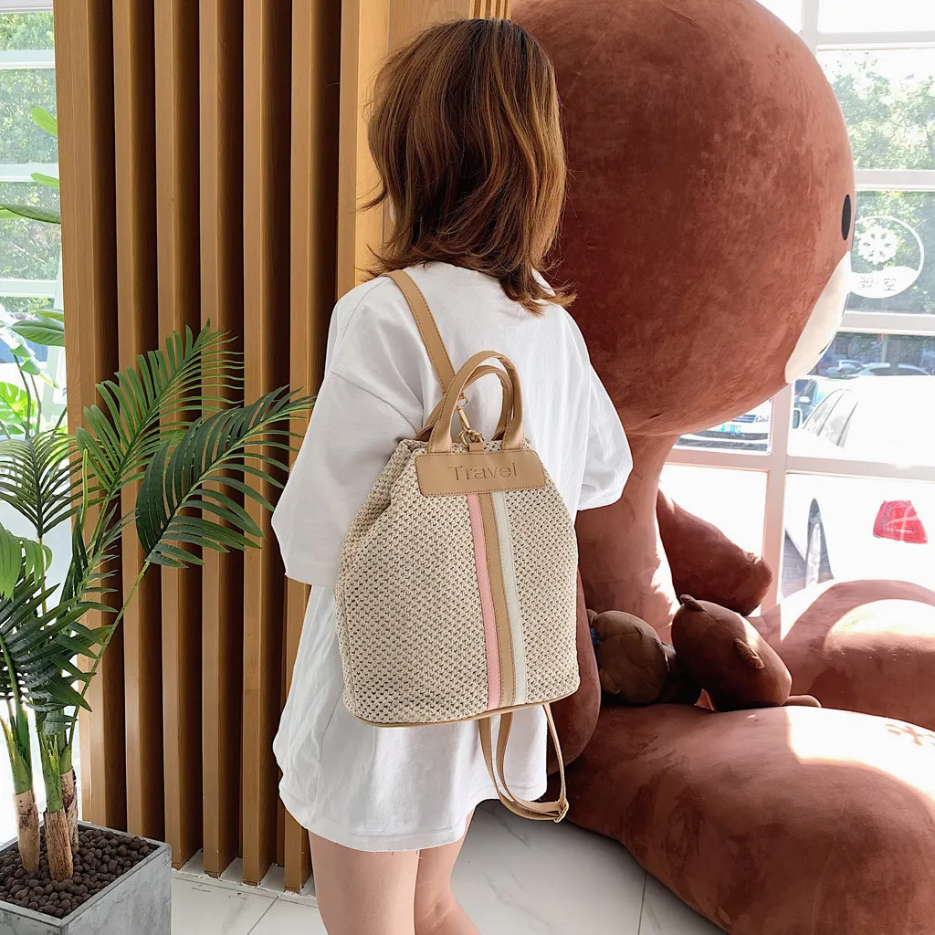 

Fashion Straw Woven Backpack Women Back Pack Summer Teenage Girl Quality Backpacks Travel Bags Books Rucksack JUNE18