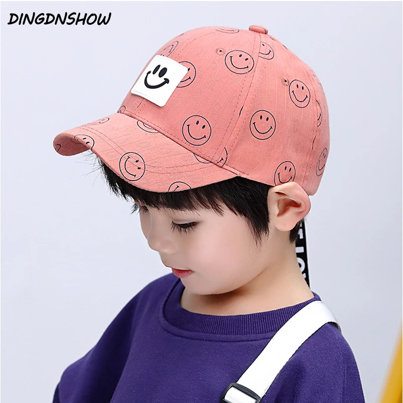 

[DINGDNSHOW] 2019 Fashion Child Baseball Cap Print Smile Hip Hop Cap Cotton Snapbacks Hat Summer Kids Boys and Girls