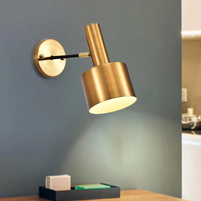 

Nodic Simple Gold Iron Wall Light Study Room Bedroom Foyer Modern Bedside Living Room Wall Lamp Indoor LED