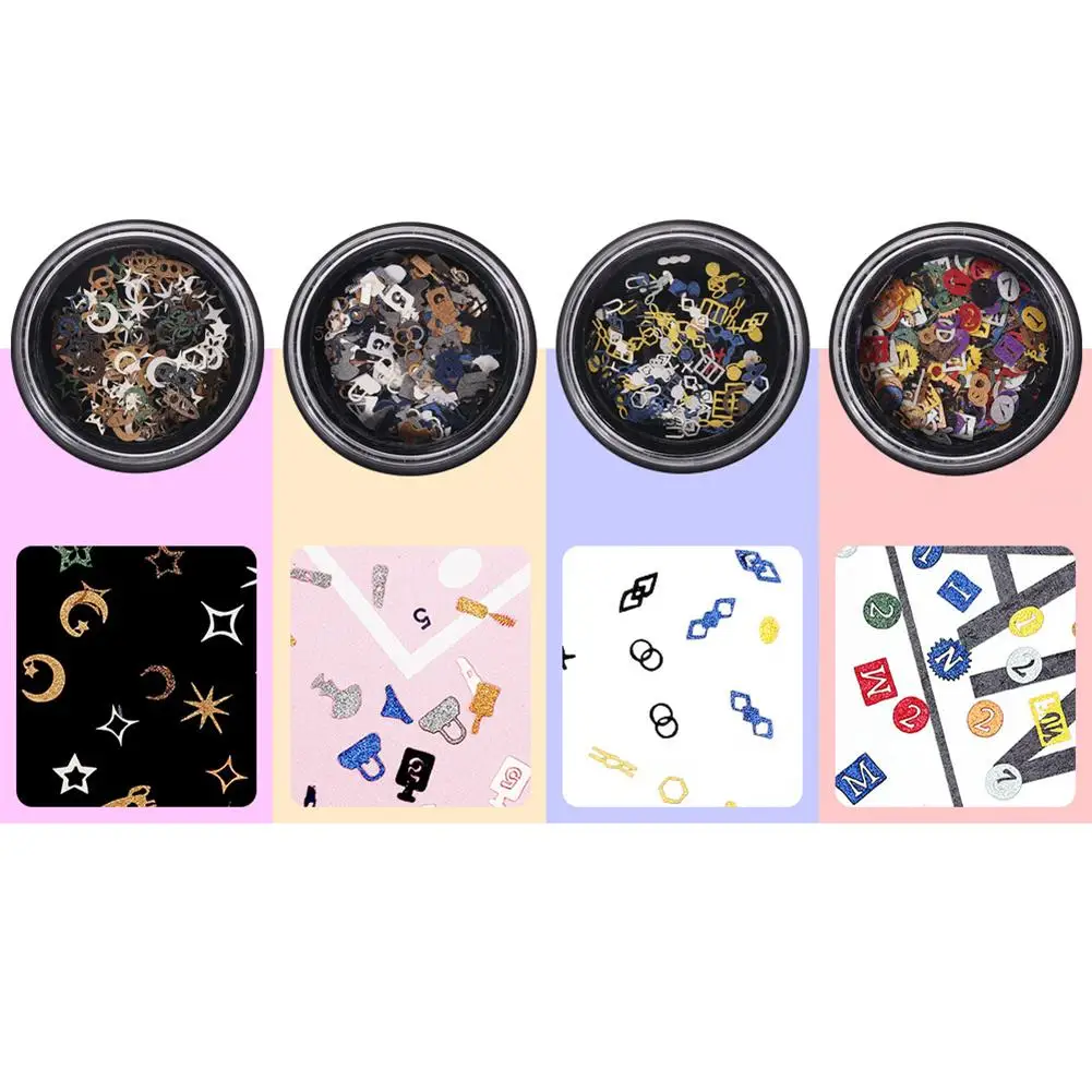 

Fashion Metal Multi-shape Ultra Thin Star Moon Numbers Nail Sequins Decorations Hot