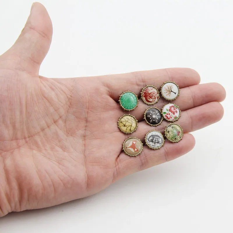 30 шт. 15 мм разноцветные Круглые металлические застежки с цветочным узором для рукоделия скрапбукинга украшения для фотоальбома