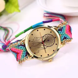 Винтаж для женщин часы кварцевые часы ручной работы трикотажные Ловец снов дружбы часы браслет Relogio Feminino дропшиппинг