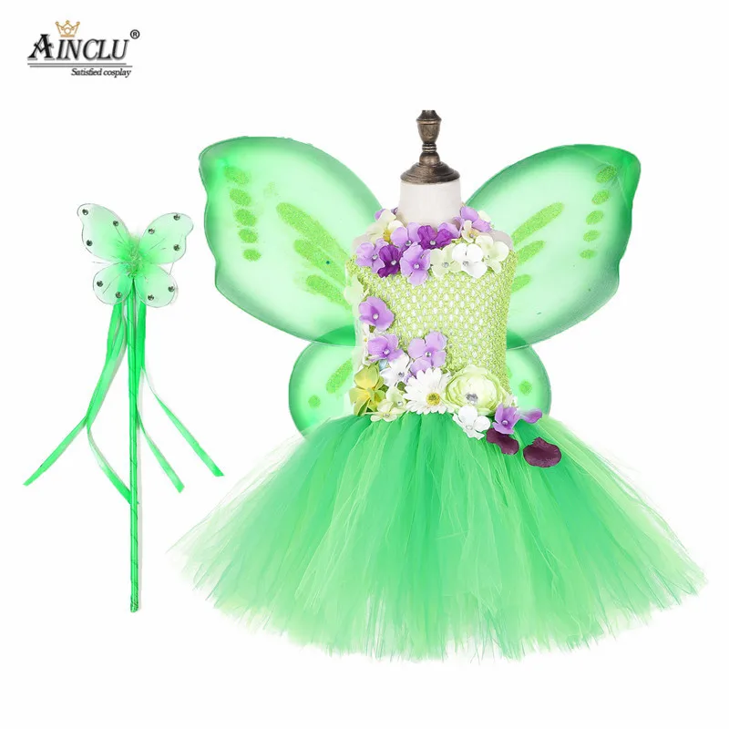 Fairy Butterfly Tinker Bell Pixie Costume Tutu Skirt Wings Wand Birthday Party 