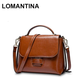 

LOMANTINA Women Oil Wax Leather Designer Handbags High Quality Shoulder Bags Ladies Tote Fashion Brand Girls Summer Bag