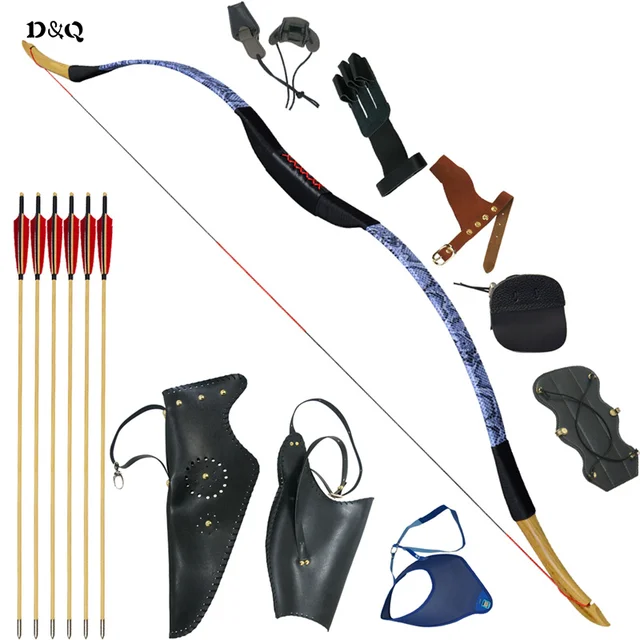  US $293.98 Archery Recurve Wooden 28lbs with Wooden Arrows Complete Accessories Hunting Shooti