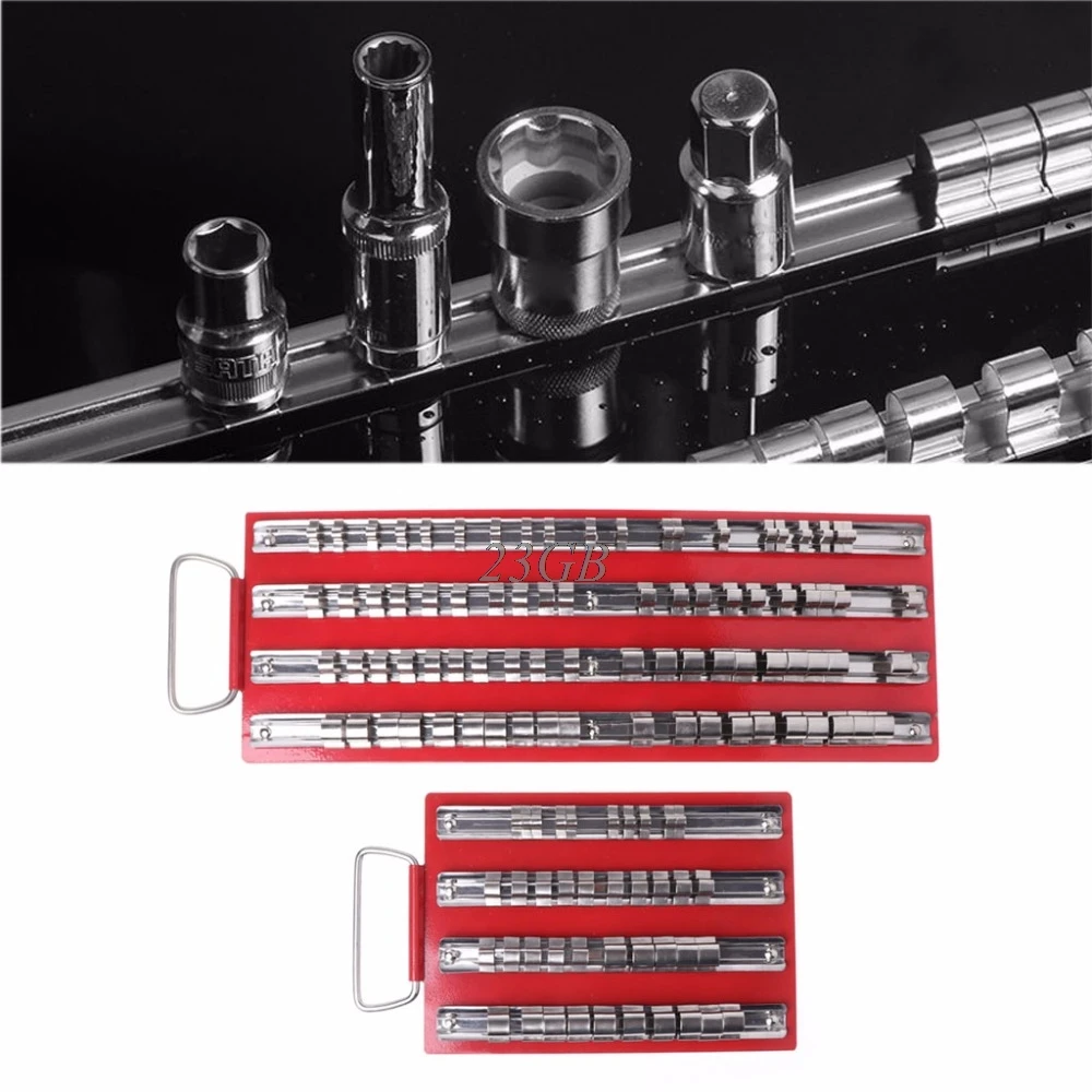 

Socket Tray Rack 1/4", 3/8", 1/2" inch Snap Rail Tool Set Organizer 80pcs/40pcs J29