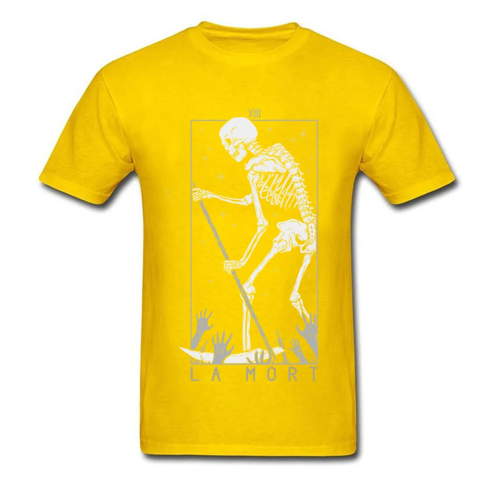 La Mort Fitted Short Sleeve Printed On T Shirt 100% Cotton O-Neck Men Tops & Tees comfortable Sweatshirts Father Day La Mort yellow