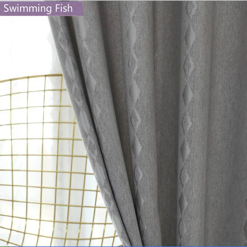 

2018 Linen Jacquard Grey Curtain Fabric Home Decor Blackout Curtain Drape For Bedroom Living Room Hotel Window Treatment Blind