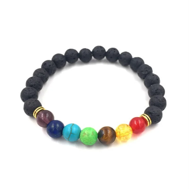 

Fashion 7 Chakra Bracelet Yoga Bracelet Healing Balance Supernatural Lava Reiki Stones Beads Bracelet Women Jewelry