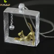 Flyleaf 100% 925 Gato de Plata Esterlina Collares y Colgantes para las mujeres Joyería de La muchacha Collares 2017 colar