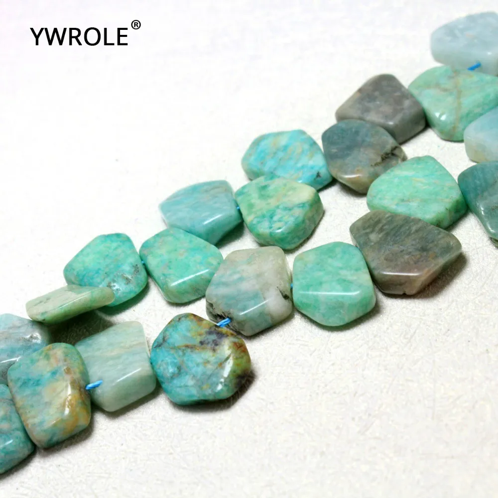 

18-20 mm Wholesale Irregular Pentagon Natural Blue Amazon Stone Beads For Jewelry Making Side Hole DIY Necklace Bracelet 15''