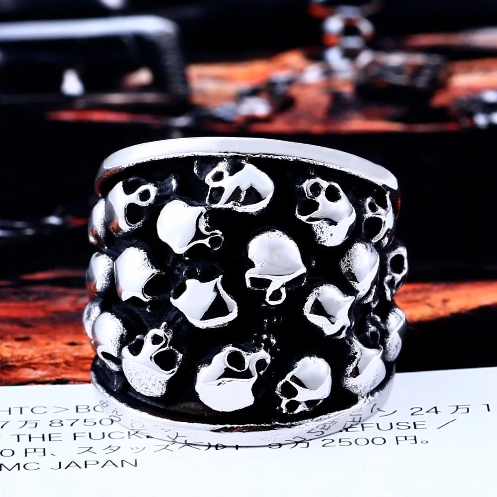Beier магазин 316L из нержавеющей стали мужское кольцо личности панк кластер кольцо с черепом для мужчин Винтажные Ювелирные изделия BR8-247