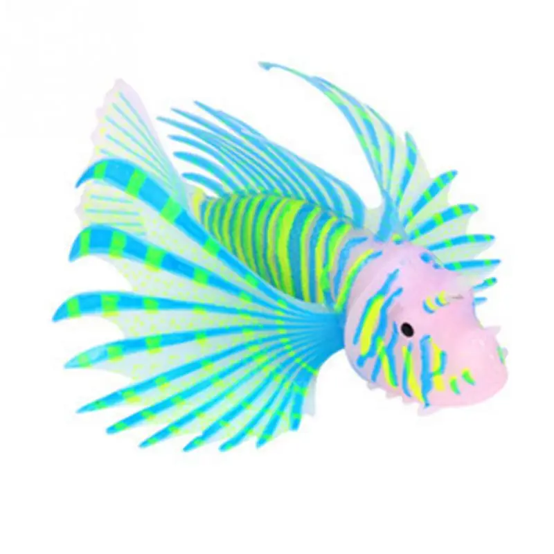 

New Popular Glow In Dark Artificial Aquarium Pet Lionfish Ornament Fish Tank Jellyfish Decor