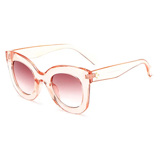 SHAUNA, металлические шарниры, классические женские солнцезащитные очки кошачий глаз, модные женские очки с градиентными линзами - Цвет линз: Pink Tea