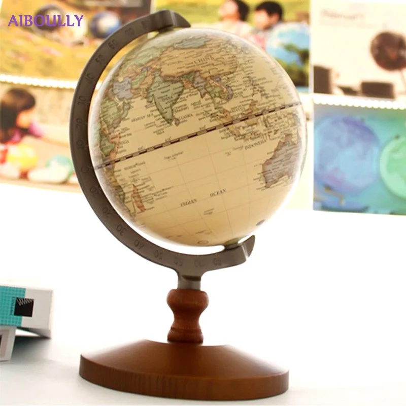 Pedestal English Edition Wooden Vintage World Globe 
